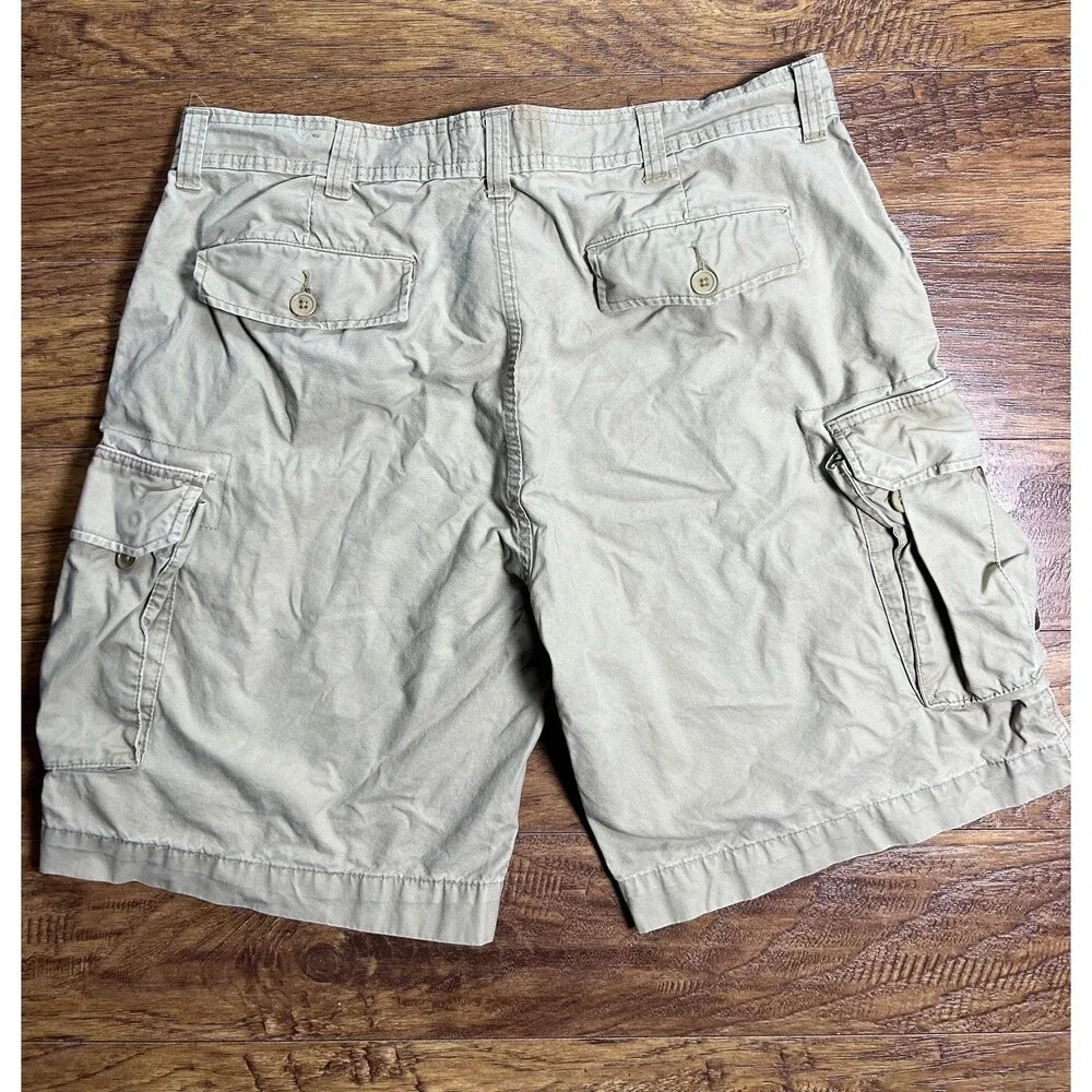 Vintage Authentic Cargos Khaki Original Wash for Comfort Cargo Hiking Shorts 36